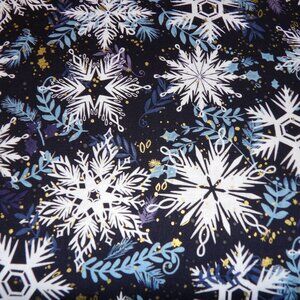 Snowflakes on Blue Brother Sister Cotton Fabric